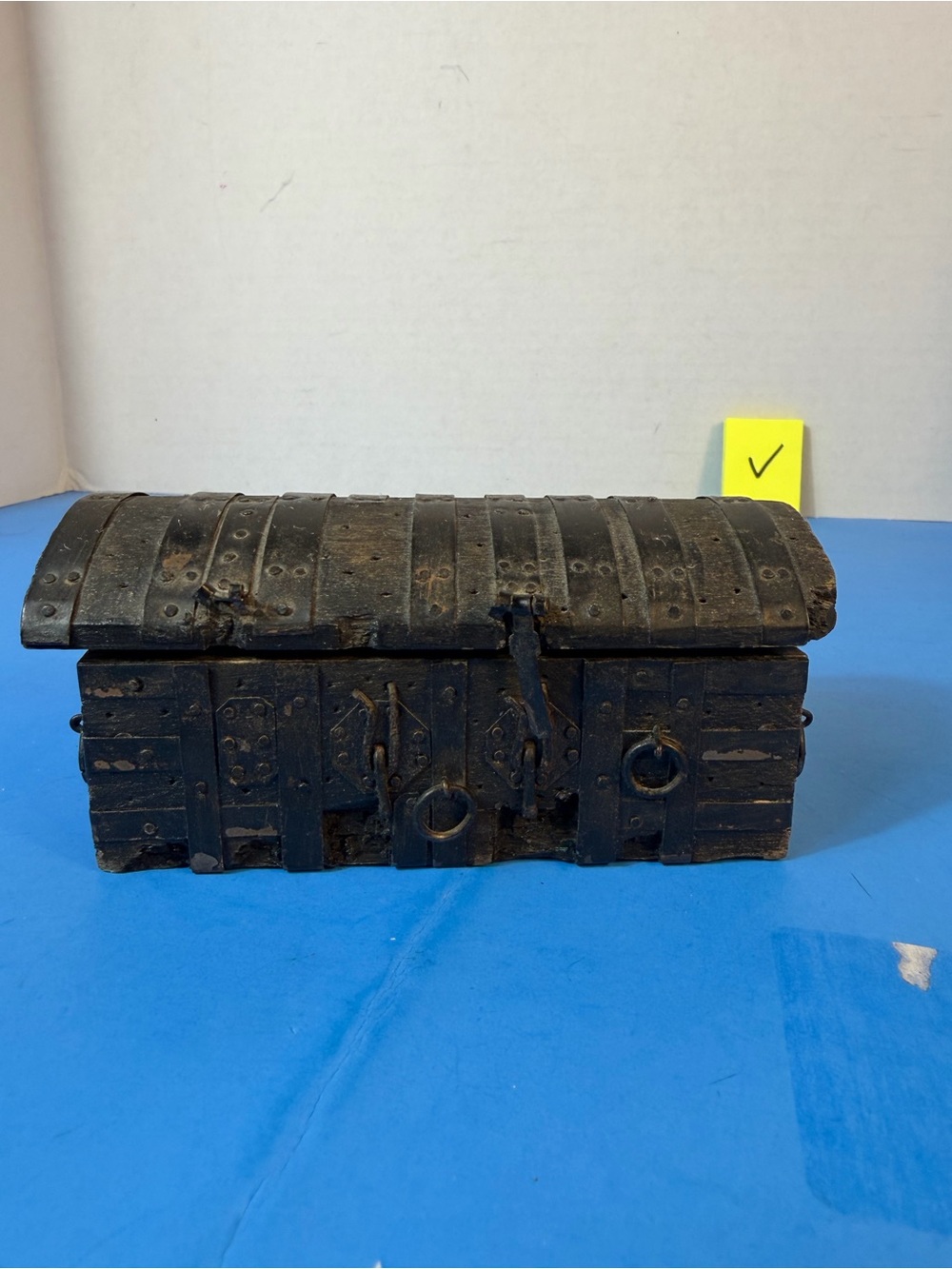 Decorative Vintage-Style Wooden Treasure Chest Box in Dark Brown